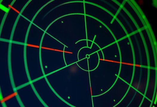 Close-up of a vibrant green radar screen displaying blips,  interface,  texture - Powered by Adobe