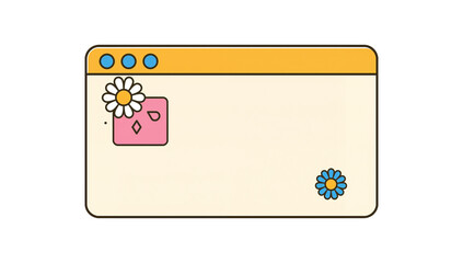 Cute cartoon retro web browser window frame for text and graphic design elements