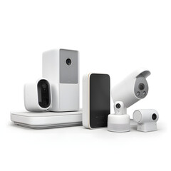 Obraz premium A white security camera is on a white background