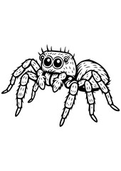 Black and white vector of spider on white background. Perfect for engraving, prints, tattoos, laser projects, insect designs, and spider lovers