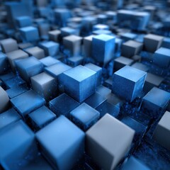 Obraz premium glowing blue cubes abstract field