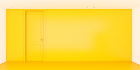 3d Render Yellow Door in a Minimalist White and Yellow Room. 8