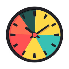 A colorful, flat vector icon of a clock with a face divided into multi-colored sections. This image is suitable for websites and blogs about time management, deadlines, scheduling, or productivity.

