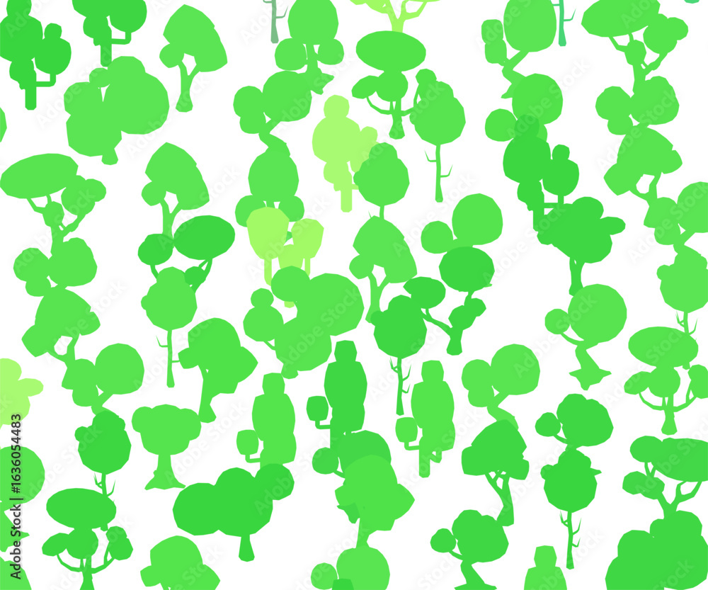 Poster silhouette trees form a pattern on a clean white background, creating a natural and minimalist desig