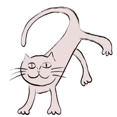 Unique Line Drawing of a Cat-Minimal Line Art with a Playful Twist (Transparent PNG)