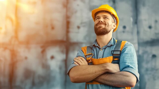 A proud construction worker in safety gear with a confident smile, highlighting the importance of hard work, safety, and pride in the construction industry.