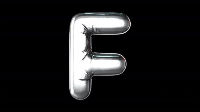 A soft bouncy metallic foil balloon letter on a transparent alpha channel.