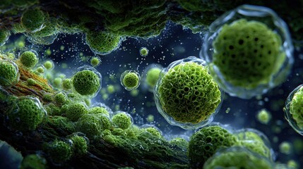 Microscopic View of Viruses and Microorganisms in Nature