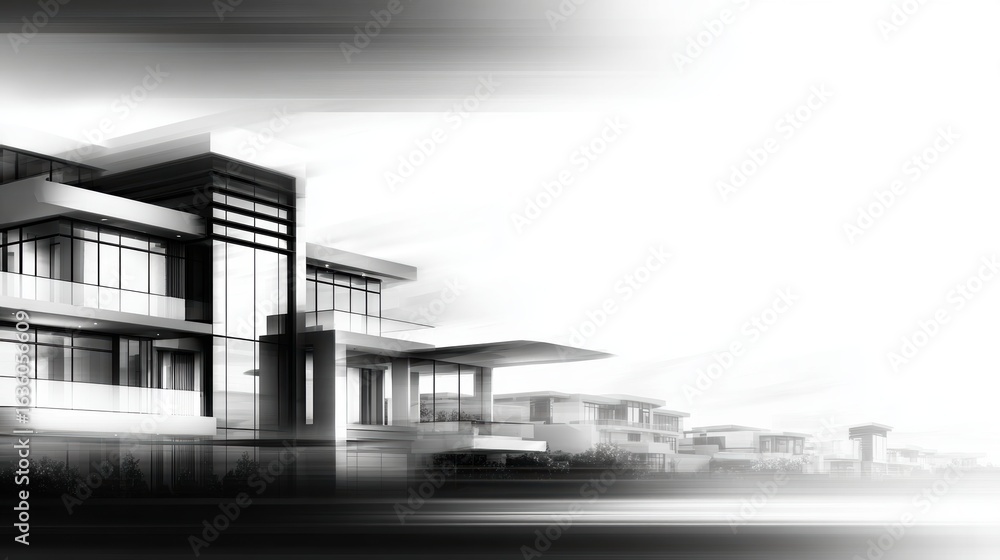 Poster modern architectural design showcasing sleek lines and innovative structures in a serene urban envir