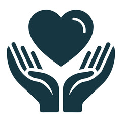 Obraz premium Heart in Palm Icon – Clean Silhouette Isolated on Transparent Background for Charity, Care, and Humanitarian Concepts