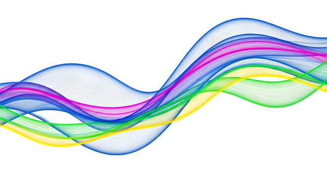Neon ray wave pattern on transperant background 