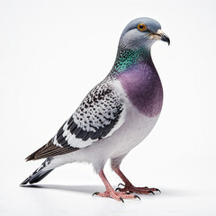 Fototapeta premium Urban Pigeon Portrait: A vibrant pigeon stands proudly, a symbol of urban resilience and natural beauty, its features captured with stunning detail.