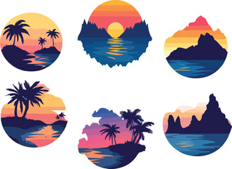 Sunset Landscape Icons