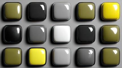 Colorful Square Buttons in Various Shades for Digital Design Use