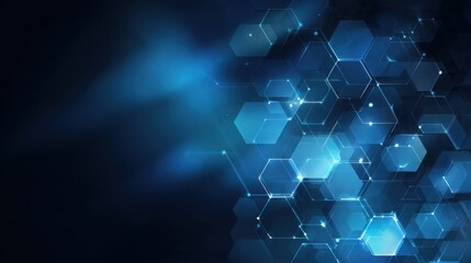 glowing blue hexagons digital network