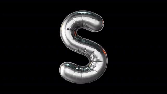 A soft bouncy metallic foil balloon letter on a transparent alpha channel.