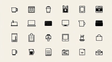 Stylish Collection of Minimalistic Icons for Creative Projects