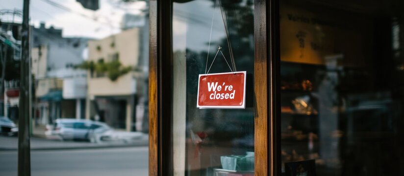 Closed Shopfront, City Street, We're Closed Sign