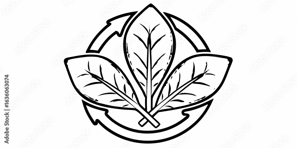 Poster three stylized leaves arranged in a circular pattern with arrows indicating recycling process presen