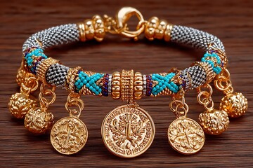 Gorgeous bracelet with decorative pendants high resolution picture