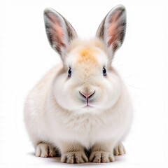 Obraz premium Fluffy Bunny Portrait: A close-up, enchanting portrait of a fluffy bunny, capturing its adorable essence with soft fur and alert expression. 