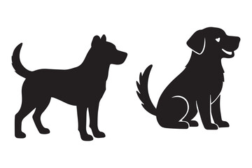 black silhouette dog vector set design