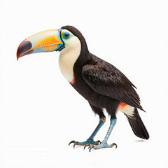 Fototapeta premium Vibrant Toucan Portrait: A stunning toucan, its eye-catching plumage and distinctive, oversized beak. showcasing the allure of exotic birds.
