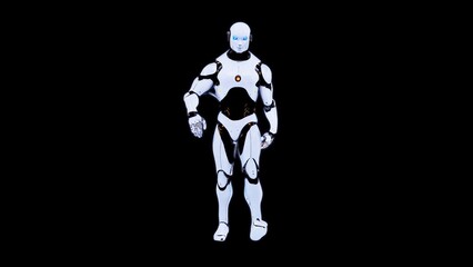 Advanced Humanoid Robot Against Black Background Showcasing Futuristic Technology and Design