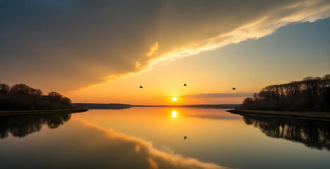 Obraz premium nature landscape. Beautiful nature sunset landscape. 
