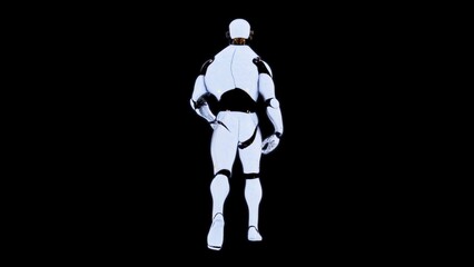 Futuristic Robot with High-Tech Design in Dark Background Highlighting Innovation