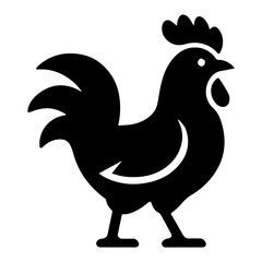 Black rooster silhouette icon. Vector graphic of a farm bird or cockerel