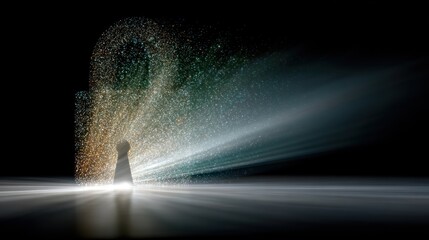 A digital, intricate padlock made of holographic binary code, concept, shimmering green and blue light, floating in a dark digital void