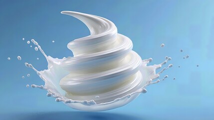 Swirls of Creamy Delight: A close-up shot of a luscious swirl of fresh, creamy dessert element, with its smooth texture, showcasing a captivating play of light and shadow.