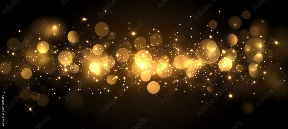 Aufkleber sparkling golden bokeh light effects create a magical abstract scene on a black background