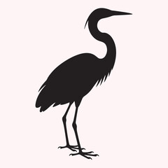 Obraz premium Heron Silhouette – Black Bird Icon with Long Neck and Legs