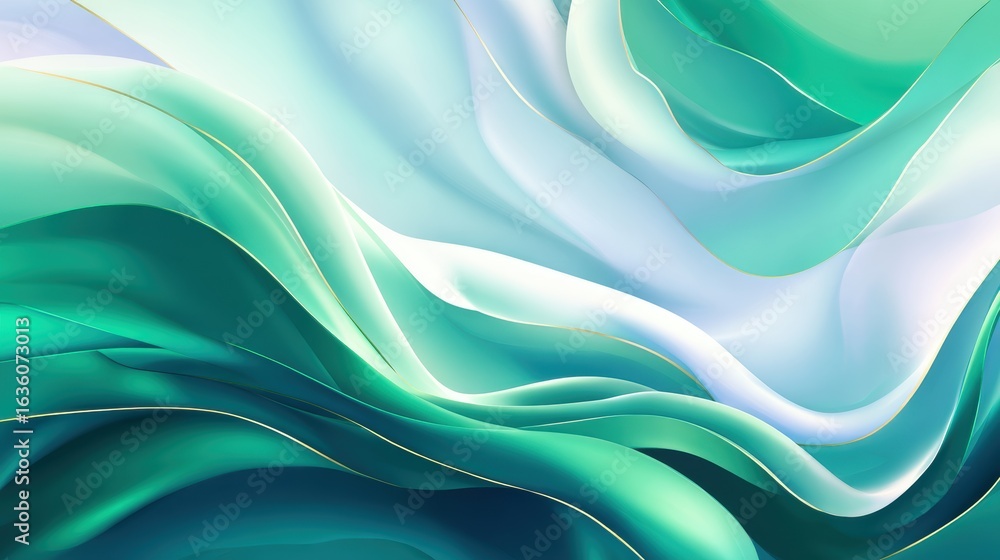 Poster abstract fluid waves in shades of teal and aqua create a serene background for creative projects