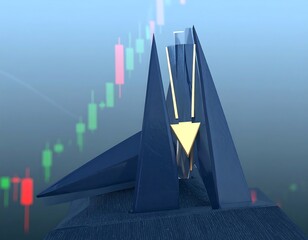 Abstract geometric structure on a pedestal