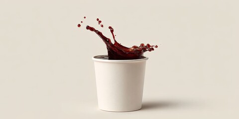 Dynamic and Energetic Coffee Splash in a Cup Capturing the Intense Aroma and Fresh Moments