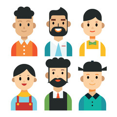 Business people icon set with various male and female avatars in professional attire