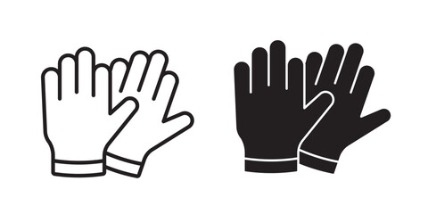 Medical Gloves icon' Pair of latex gloves for packaging design. Linear icon of two hands. Black simple illustration of disposable medical protection against virus. Contour isolated vector emblem 