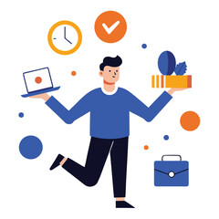 Businessman holding a money bag cartoon vector flat illustration