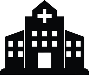 black and white hospital houses silhouette.
