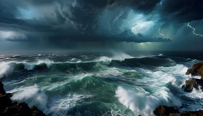 Wild Ocean Storm with Lightning