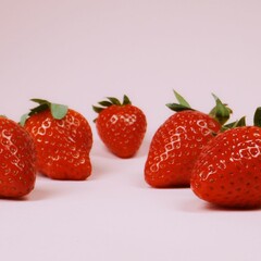 strawberries with leaves on a white background