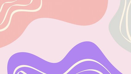 Minimalist pastel abstract background with fluid wavy shapes in soft pink, purple, and beige tones. Perfect for creative design, web, and social media.