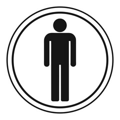 Blue vector icons of people on a public restroom sign