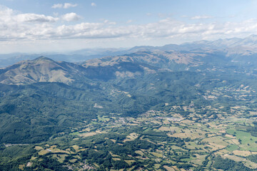 Collegentilesco hamlet on Amatrice upland aerial, Rieti, Italy