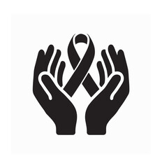 Female Hands Holding Awareness Ribbon for International Support Campaign