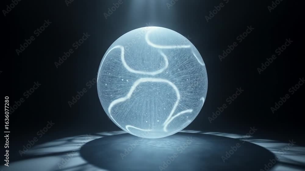 Poster mystical orbs glowing on platform animation with unique patterns and light effects