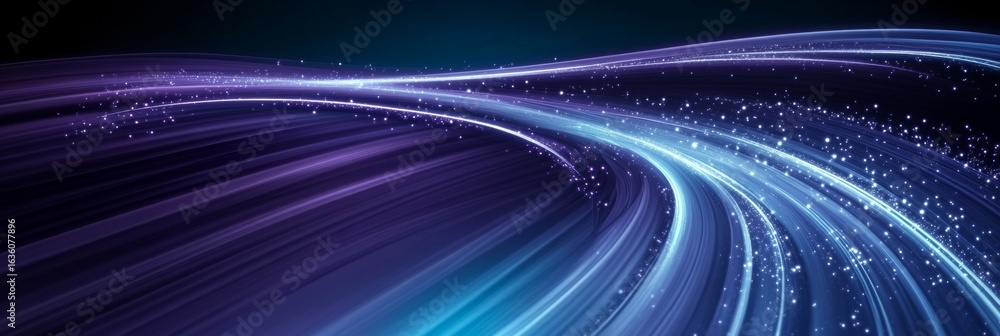 Poster dynamic violet streams and lights at warp speed for futuristic technology backgrounds design